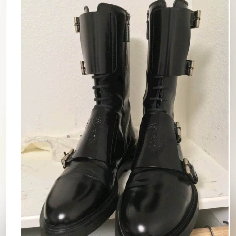 Mens Gucci Black Leather Moto Boots Gem